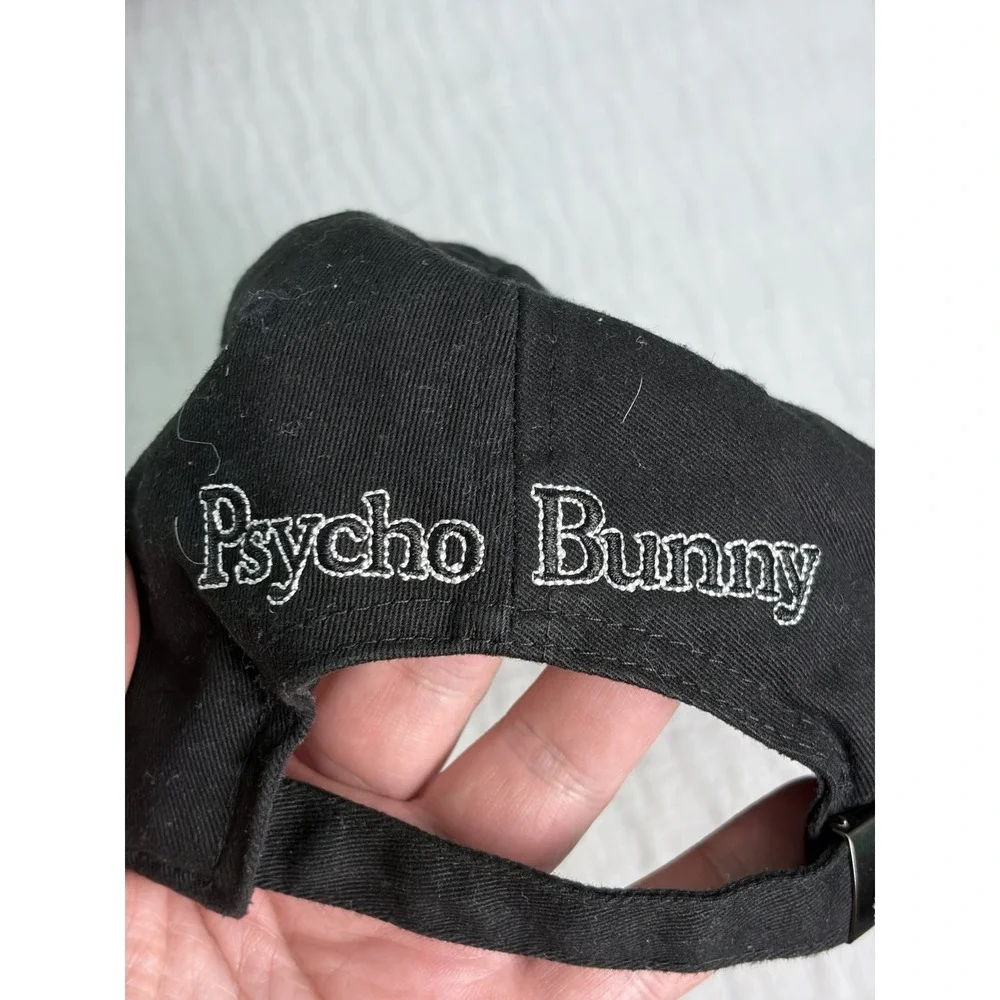 Psycho Bunny Hat Cap Mens Snapback O/S Black Embroidered  Spellout Logo